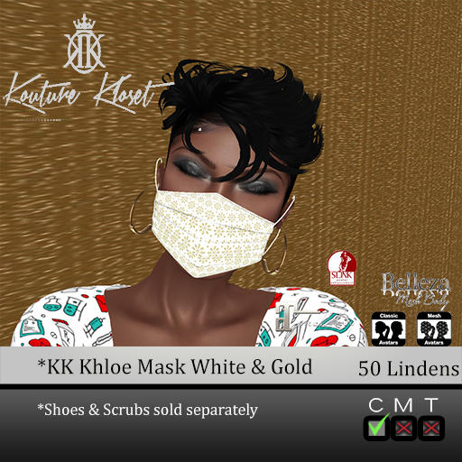 *KK Khloe White & Gold  Mask Boxed