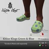 *KK Khloe Klogs- Green & Blue