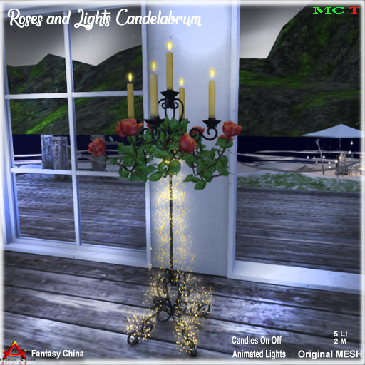 FCBTS - Mesh Roses and Lights Candelabrum CB