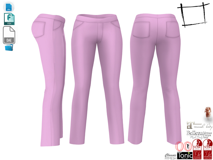 Dae Obj FBX For Women's Straight Cut Pants Slink, Maitreya, Belleza, Tonic, Ocacin Standard