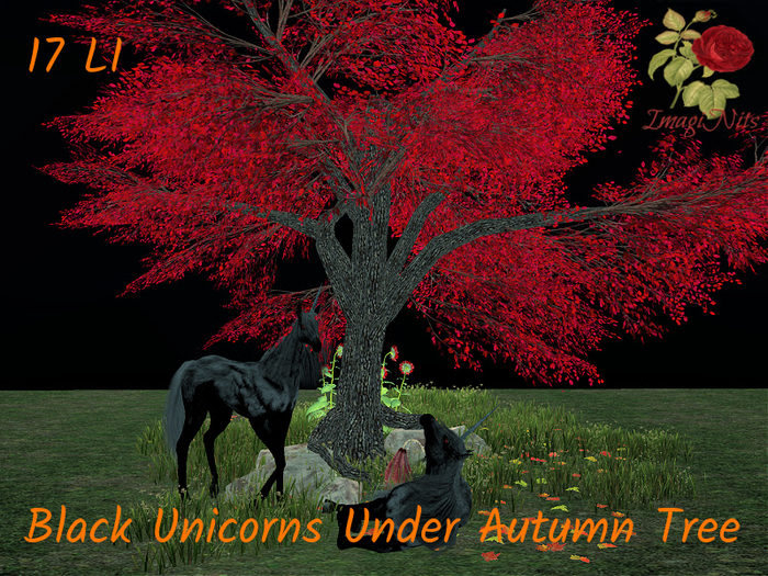 ImagiNits Black Unicorns Under Autumn Tree box