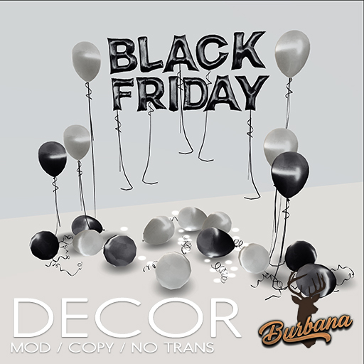 Second Life Marketplace [BurBana] Black Friday Decor Black/Silver