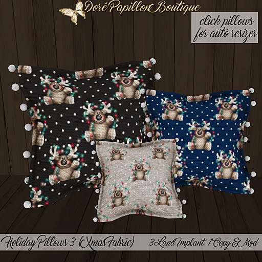 DPB Holiday Pillows 3 Xmas Fabric - No 7