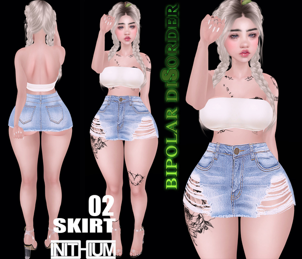 Bipolar Disorder - Ripped denim skirt 02 KUPRA