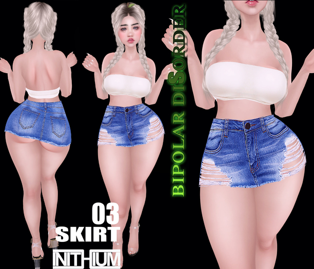 Bipolar Disorder - Ripped denim skirt 03 KUPRA