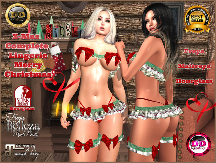☾ⅅⅅ☽*•.♥.•* X-Mas Complete Lingerie Merry Christmas *•.♥.•*