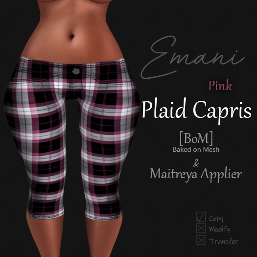 Emani - Plaid Capris (Pink)