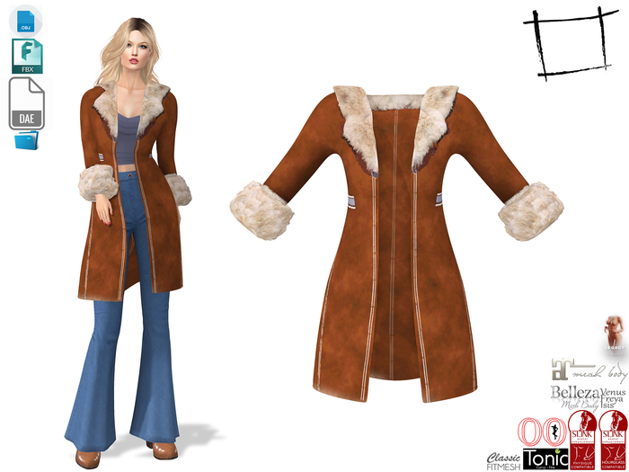 Dae Obj FBX For Fur Neck and Sleeve Trims Winter Coat Slink, Maitreya, Belleza, Tonic, Legacy,