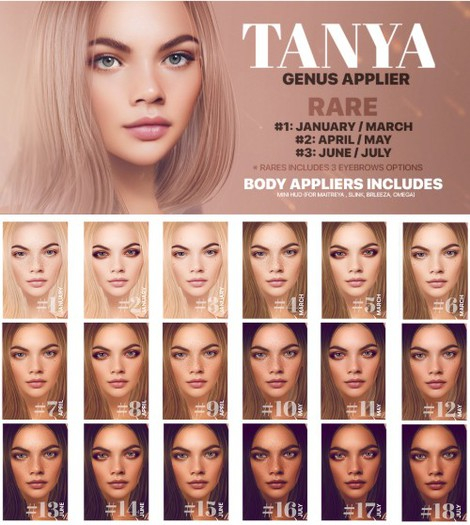 PUMEC - RARE  3 - TANYA SKIN SET - JUNE / JULY - RARE