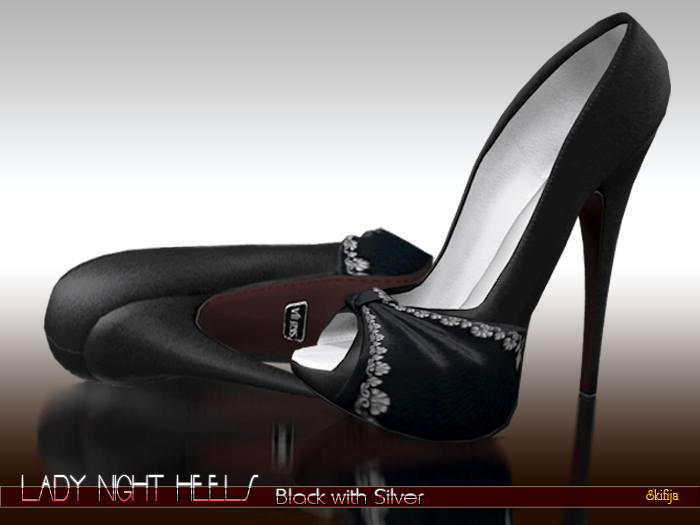 !Demo-SKIFIJA-Lady Night(Black with Silver) heels for Maitreya