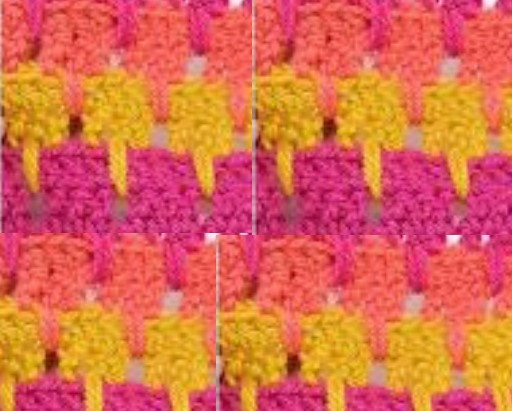 Pink Yellow Orange Cluster stitch