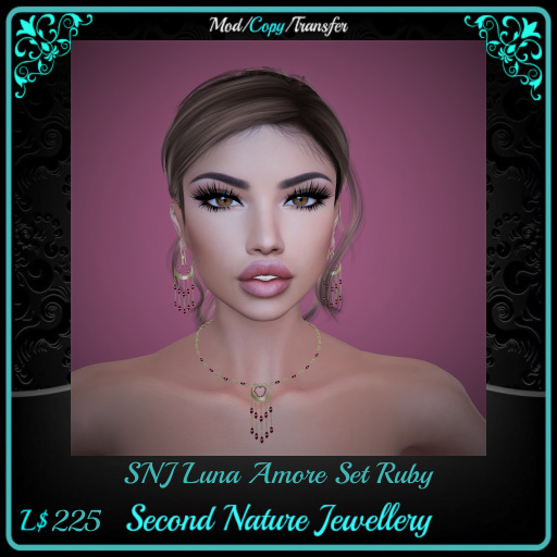 SNJ Luna Amore Jewellery Set Ruby