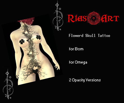 [RiasArt] -Flowered Skull- November-BOM/OMEGA TATTOO-AUDACITY EVENT