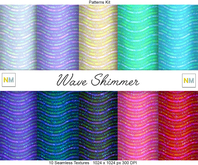 Wave Shimmer Patterns Kit 10 Seamless Textures NM Satin Charmeuse Colorful Soft Silk Fabrics