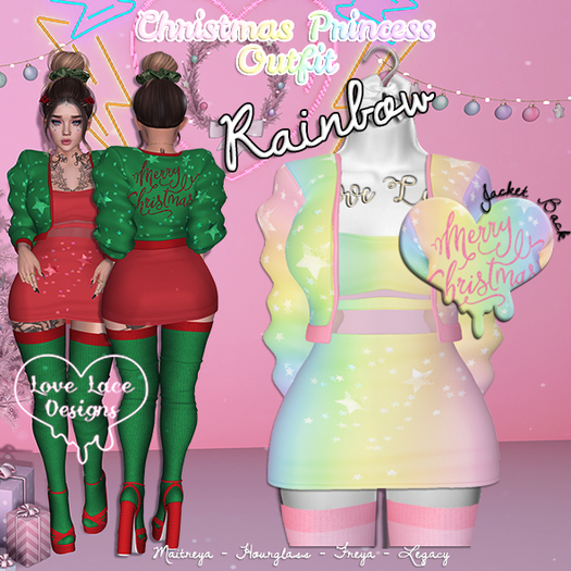 ::LL:: Christmas Princess Outfit // Rainbow {WEAR TO UNPACK}