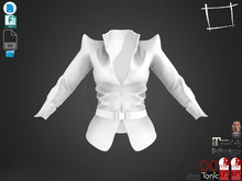 Dae Obj FBX For Standing Collar and Shoulders Closed Front Jacket With Belt Slink, Maitreya, Belleza