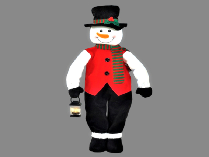 1 PRIM ALPHA HOLIDAY GREETER SNOWMAN WITH LANTERN PAINTED WOOD