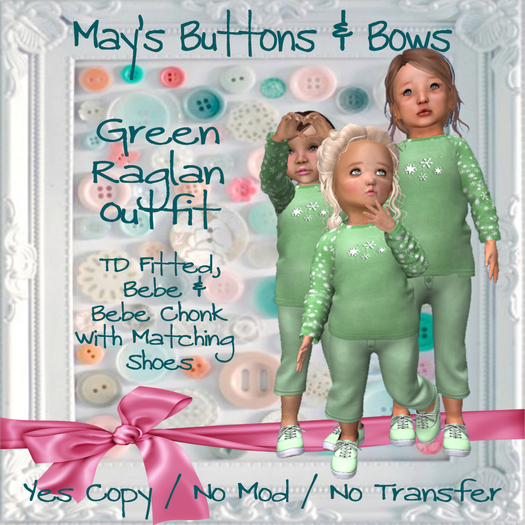 MBB * Green Raglan Outfit (TDFitted,BebeChonk&Bebe)
