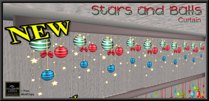Zinner Shapes & Gallery - Stars & Balls Curtain (Boxed)