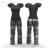 * Harmonia Grey Plaid Homewear Pants Outfit - Maitreya