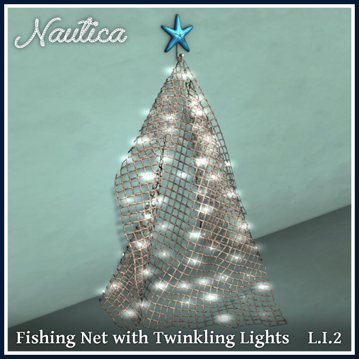 NAUTICA HANGING FISHING NET W. TWINKLING LIGHTS [BOXED]