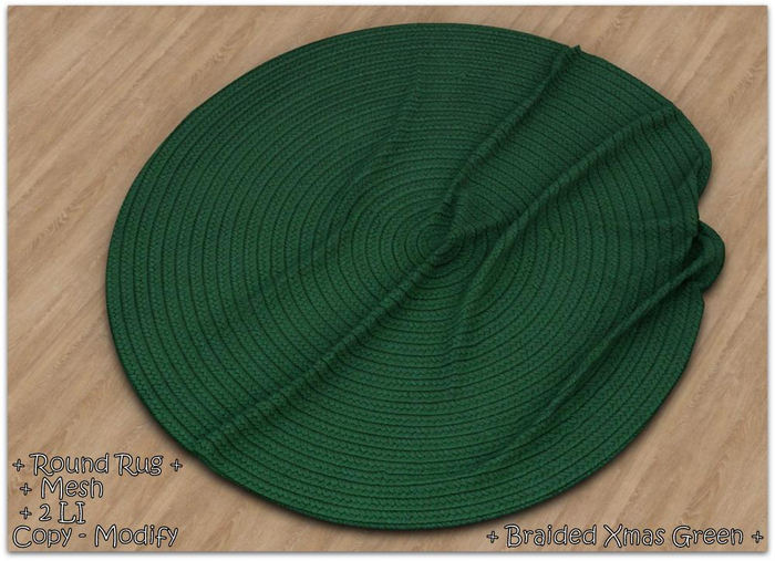 || When I'm Bored || Round Mesh Rug || Braided Xmas Green || 2 LI
