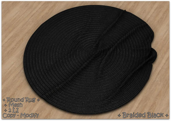 || When I'm Bored || Round Mesh Rug || Braided Black || 2 LI