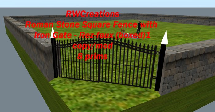 Roman Greek Stone Square 40x40 Fence with  Iron Gate (boxed)