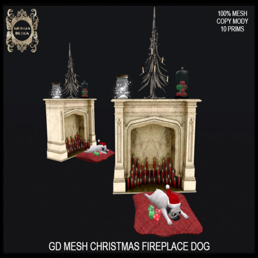 GD MESH CHRISTMAS FIREPLACE DOG