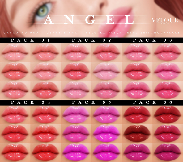 VELOUR: Angel HD Lips - Pack 01 (Lelutka Evolution)