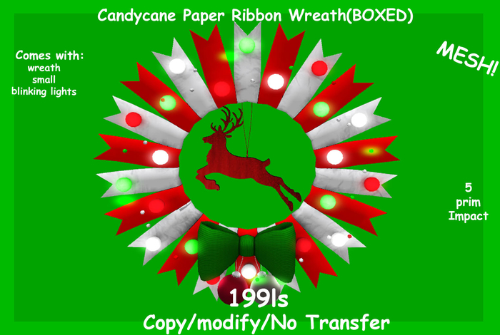 Candycane Paper Ribbon Wreath(BOXED)
