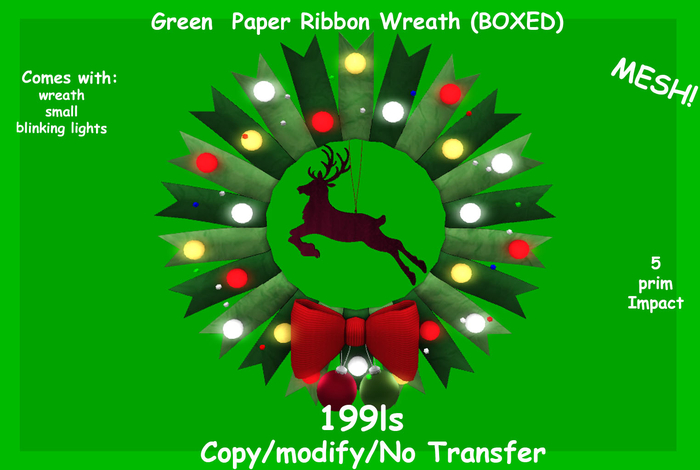 Green  Paper Ribbon Wreath (BOXED)