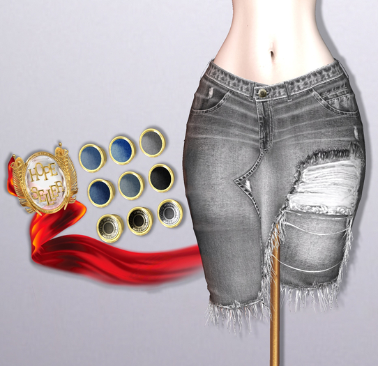 [HS] Suzushi Denim Skirt [Grey]