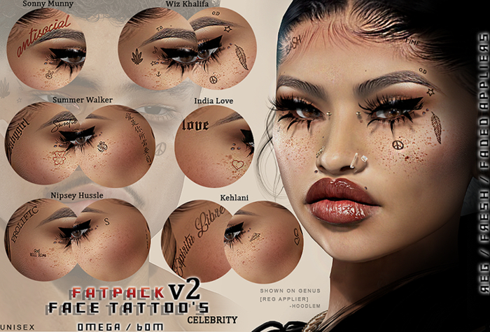 Hoodlem - Face Tattoo FatPack v2 (Celebrity) (OMEGA/BOM)