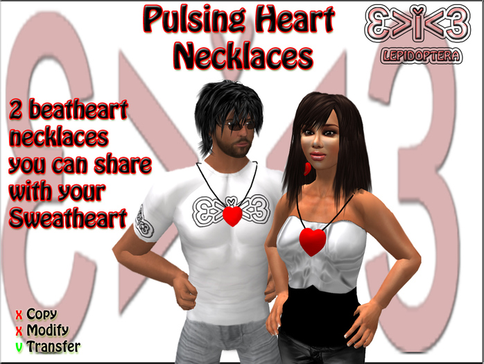 }>i<{ LEPIDOPTERA Pulsing Heart Necklaces