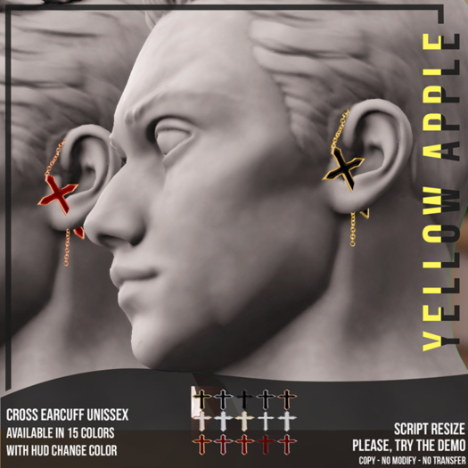 Yellow Apple - Cross Earcuff