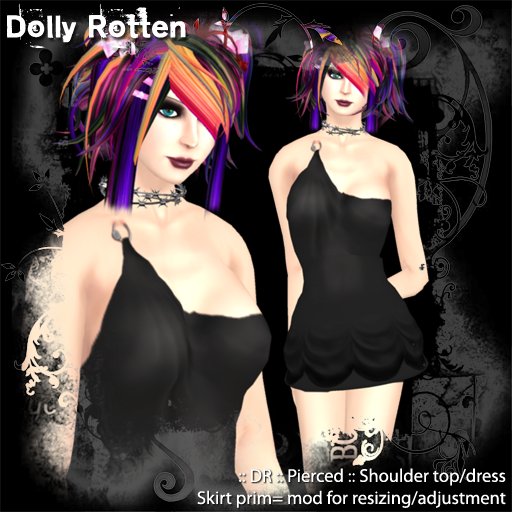 :: Dolly Rotten :: Pierced :: Shoulder dress - black
