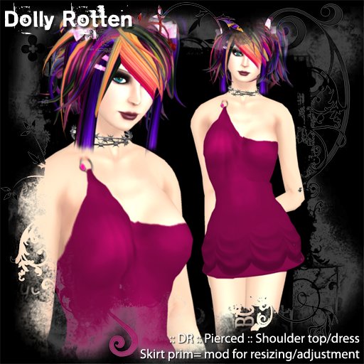 :: Dolly Rotten :: Pierced :: Shoulder dress - pink