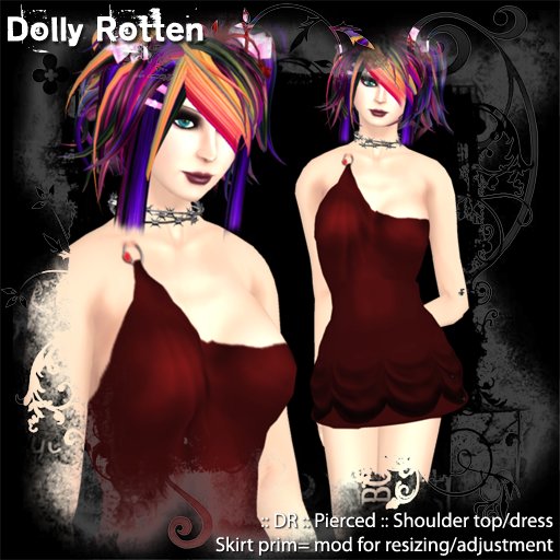 :: Dolly Rotten :: Pierced :: Shoulder dress - red