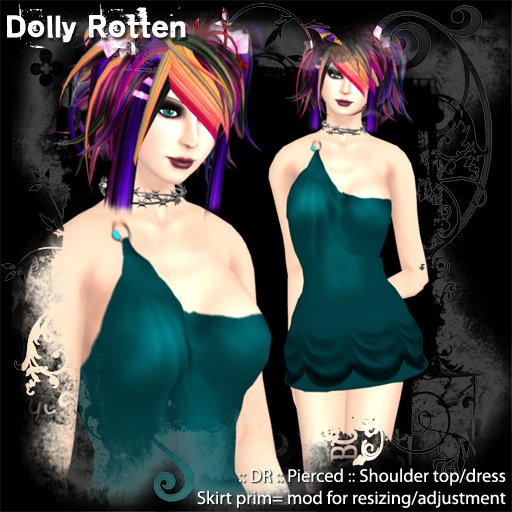:: Dolly Rotten :: Pierced :: Shoulder dress - teal