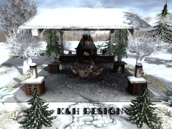 K&H Design Winter Fireplace Outdoor