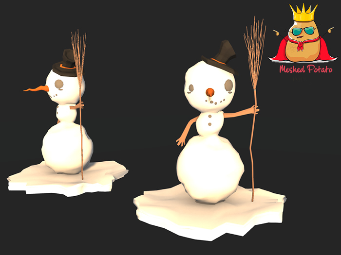 Meshed Potato - Snowman with Broom - Full Perm Mesh