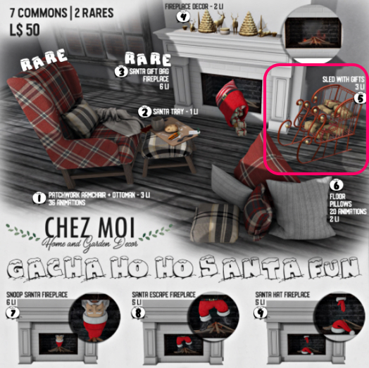 CHEZ MOI * Sled with Gifts