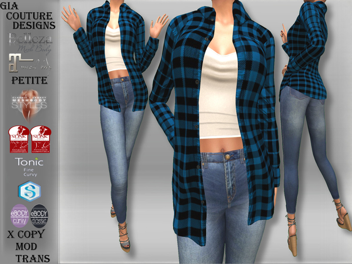 "GCD" Randi Flannel Shirts Blue