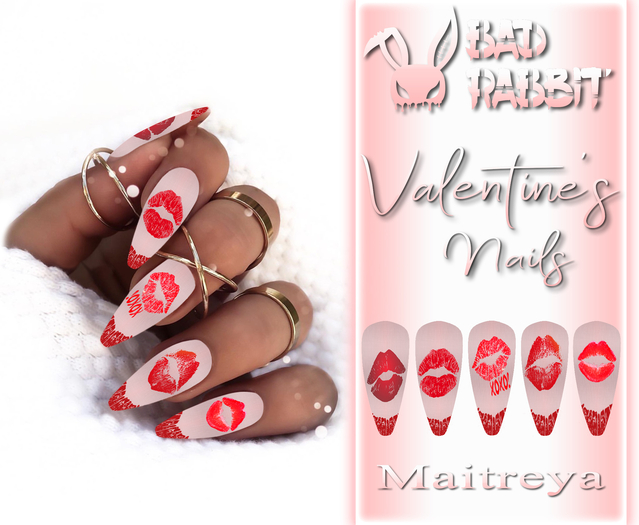 FREE GIFT .:Bad Rabbit:. Valentine's Nails (Maitreya)