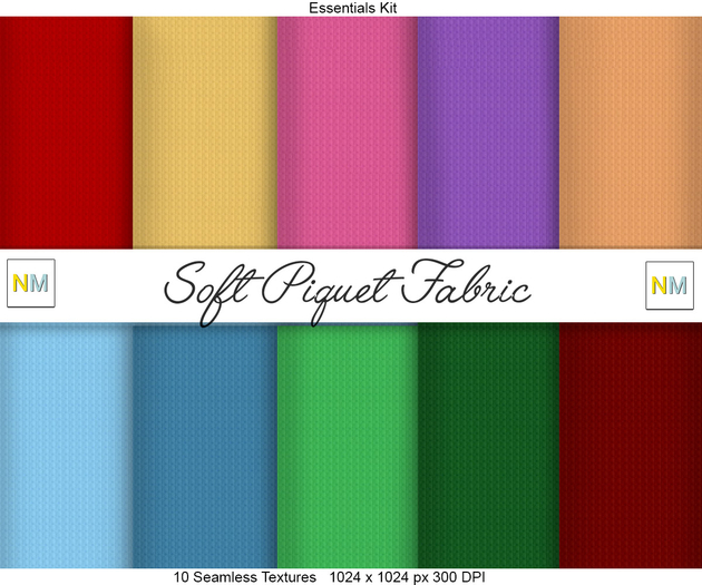 Soft Piquet Fabric Essentials Kit 10 Seamless Textures NM