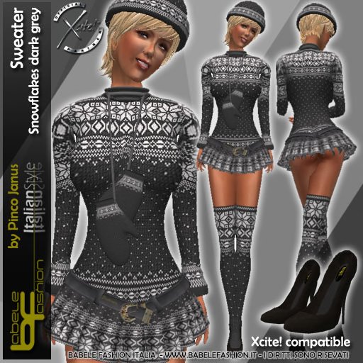 Babele Fashion Sweater Snowflakes Dark Gray