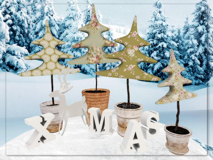 [AE] Garden Store- Shabby Chic Xmas Trees in Pots