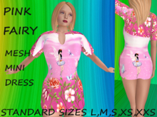 Ladies Mesh Mini Dress-Pink Fairy-5 sizes