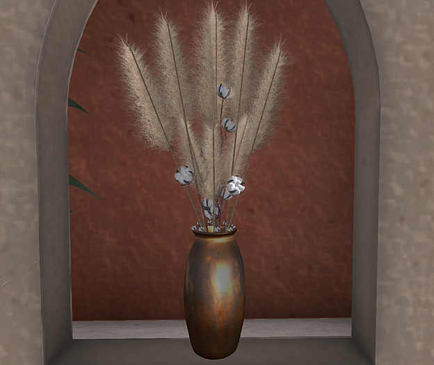 CJ Pampas Grass with Cotton Branches in copper Vase Box - add